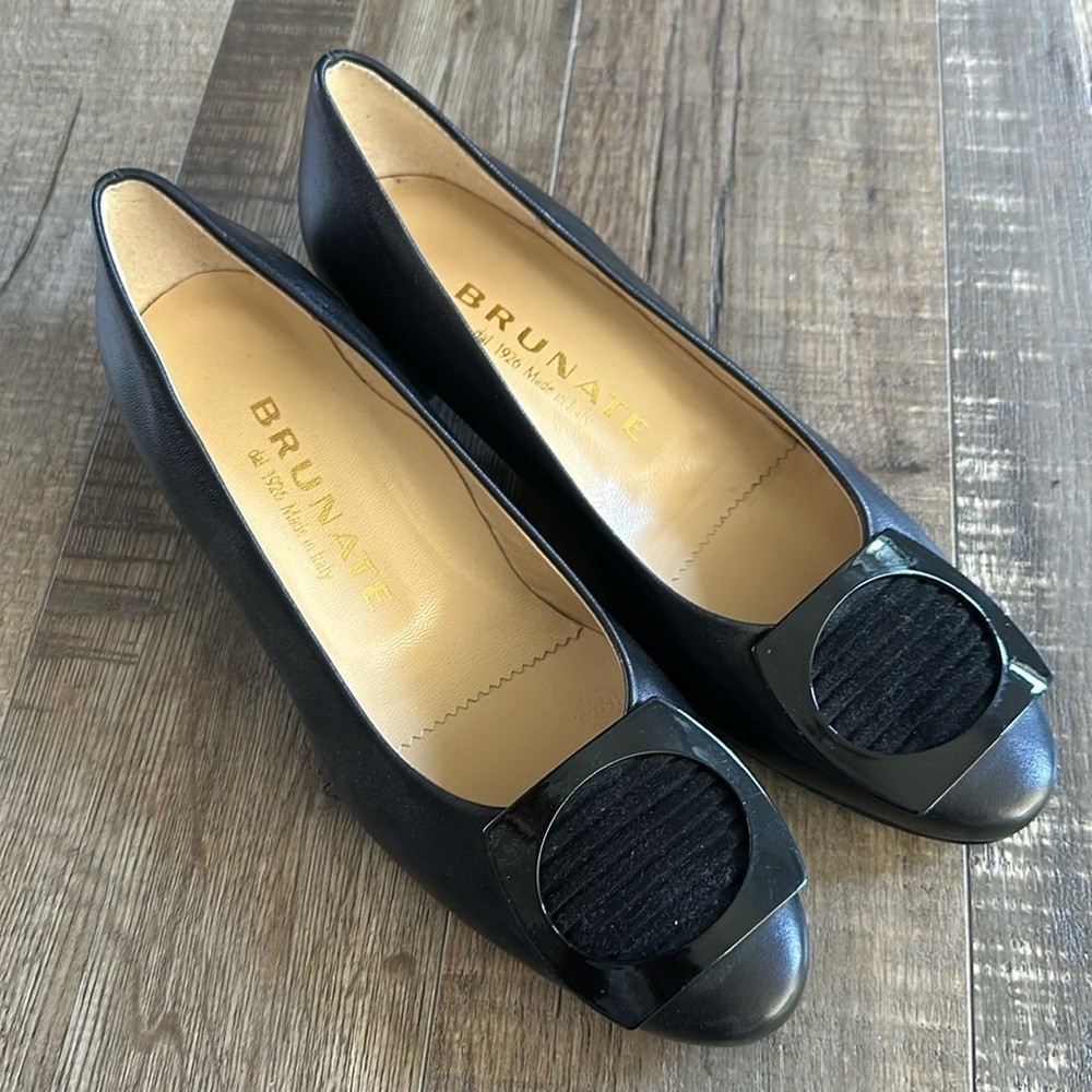 BRUNATE black short block heel shoes size 36